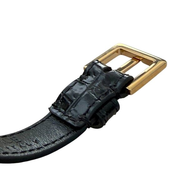 Versace 1015270 Medusa Calf Black Leather Embossed Croc Bracelet - Picture 8 of 10